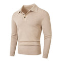 Fashionable Lapel-Neckline Buttoned Casual Pullover Base-Layer Knit Sweater