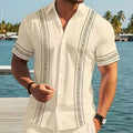 New Style Lapel Striped Short-Sleeve Shirt For Men