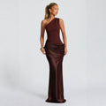 Slim Off-shoulder Maxi Dress Sleeveless Evening Party Gown For Women