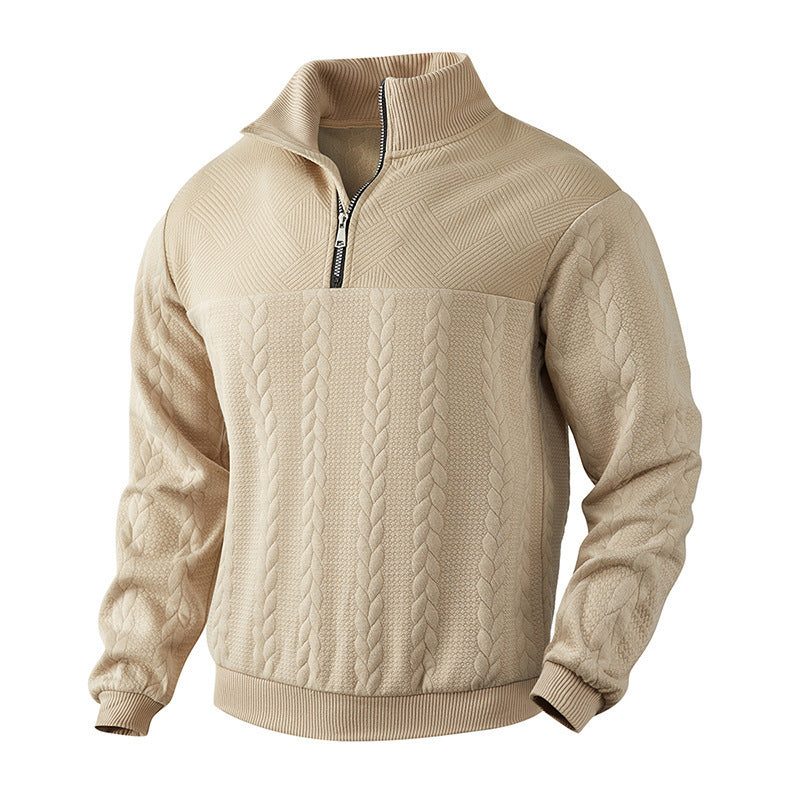 Men's Long-sleeved Warm Pullover Quarter-Zip Tops