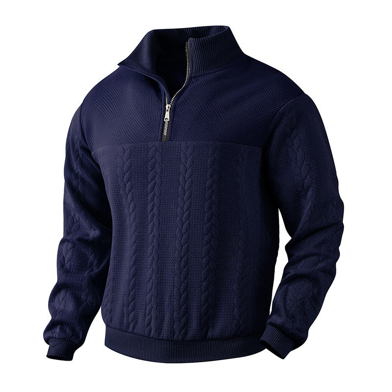 Men's Long-sleeved Warm Pullover Quarter-Zip Tops