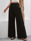 Pocketed High-waisted Wide-leg Trousers Long Pants