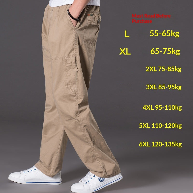 Men's Washed Casual Pants Multi-Pocket Work Trousers