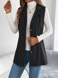 Women's Casual Blazer Lapel Corduroy Vest Jacket