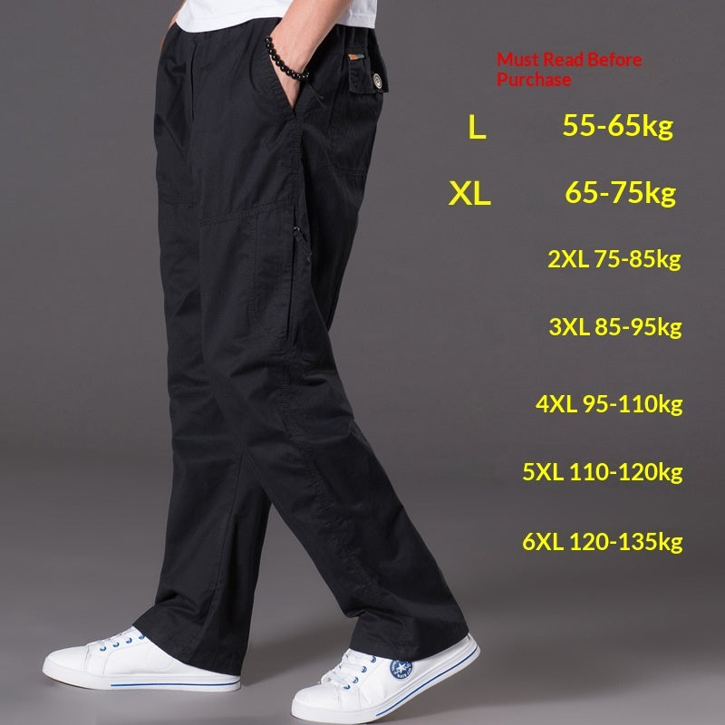 Men's Washed Casual Pants Multi-Pocket Work Trousers