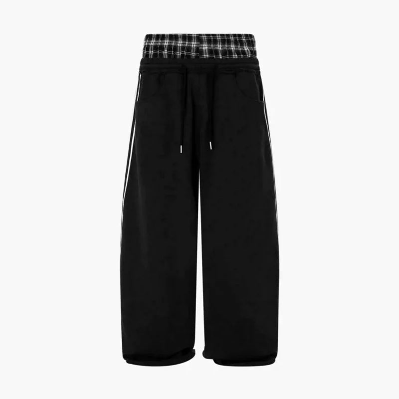 American Retro College Style Loose Fit Two-Piece Set with Double Waist Head Fake Bathroom Pants for Sports Leisure 2026 Fashion