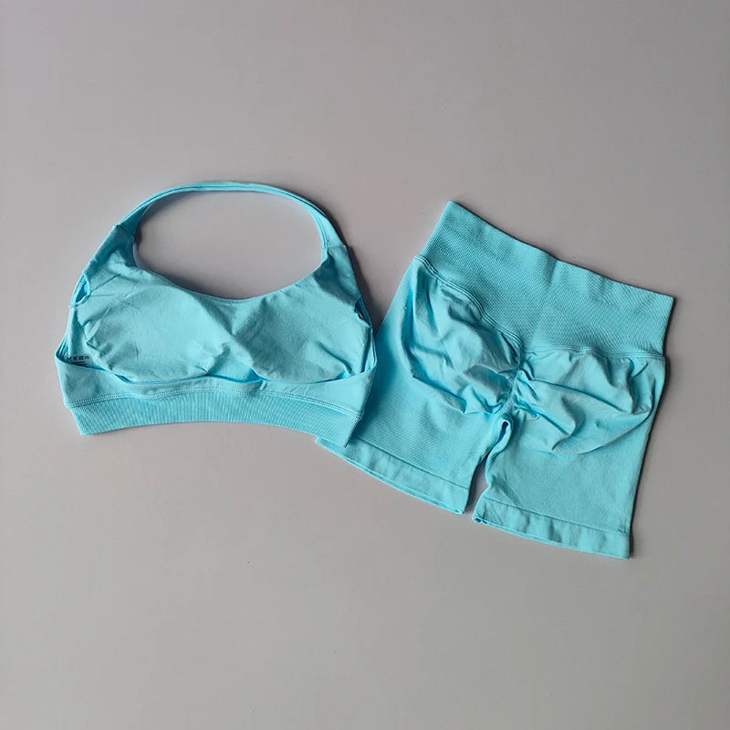 High Waist Sports Bras+Shorts Fitness Set