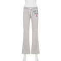 SUCHCUTE America Low Waist Drawstring Patchwork Printed Pants Y2k Streetwear Women Sweatpants Summer Long Trousers All Match New