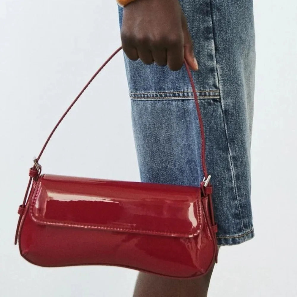 Fashionable Handbag Shoulder Bag Solid Color Adjustable Underarm Bag PU Leather Armpit Bag Ladies