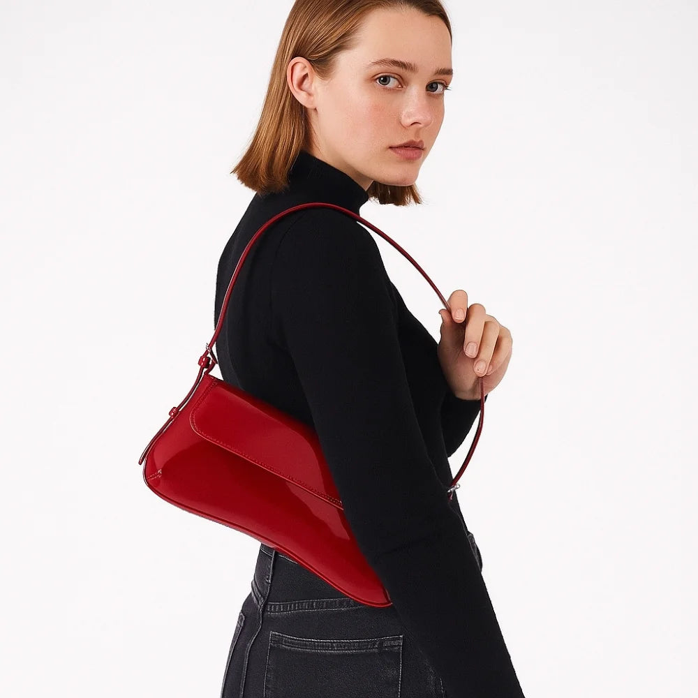 Fashionable Handbag Shoulder Bag Solid Color Adjustable Underarm Bag PU Leather Armpit Bag Ladies