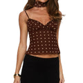 Tank Tops Women Summer Clothes Ruffle Trim Polka Dot Print Sleeveless Tanks with Scard 2000s Clothing Streetwear
