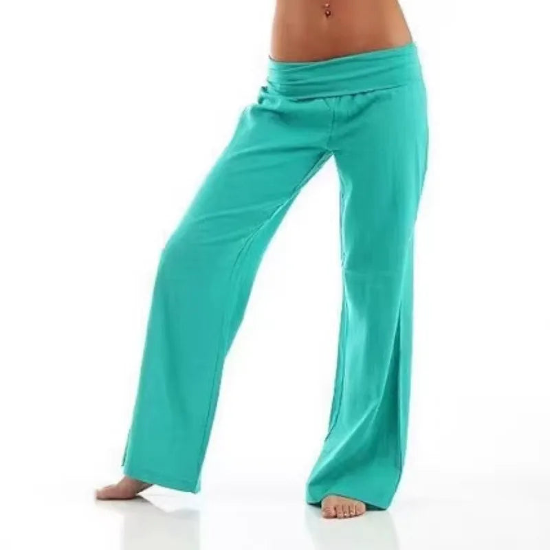 Orange and Green Wide-leg Elastic Pants