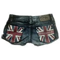 Y2K Flag Graphic Print Fashion British Style Mini Shorts Harajuku Pocket Denim Shorts Women Goth Slim Sexy Low Rise Short Pants