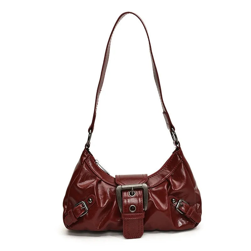 Y2K Retro Pleated Hobo Shoulder Bag for Women Hot Selling Maillard Style Underarm Bag Clutch Handbags for Travel Work Shopping
