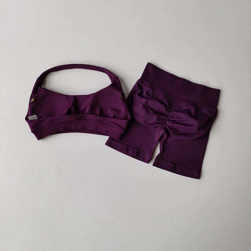 High Waist Sports Bras+Shorts Fitness Set