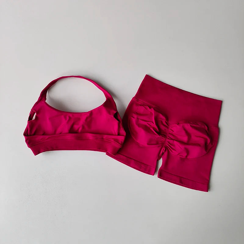 High Waist Sports Bras+Shorts Fitness Set
