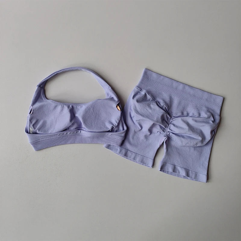 High Waist Sports Bras+Shorts Fitness Set