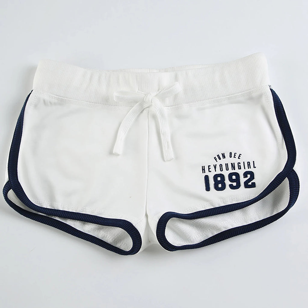 Summer new digital print contrasting sports Y2K slim fit pocket outdoor drawstring low waist shorts