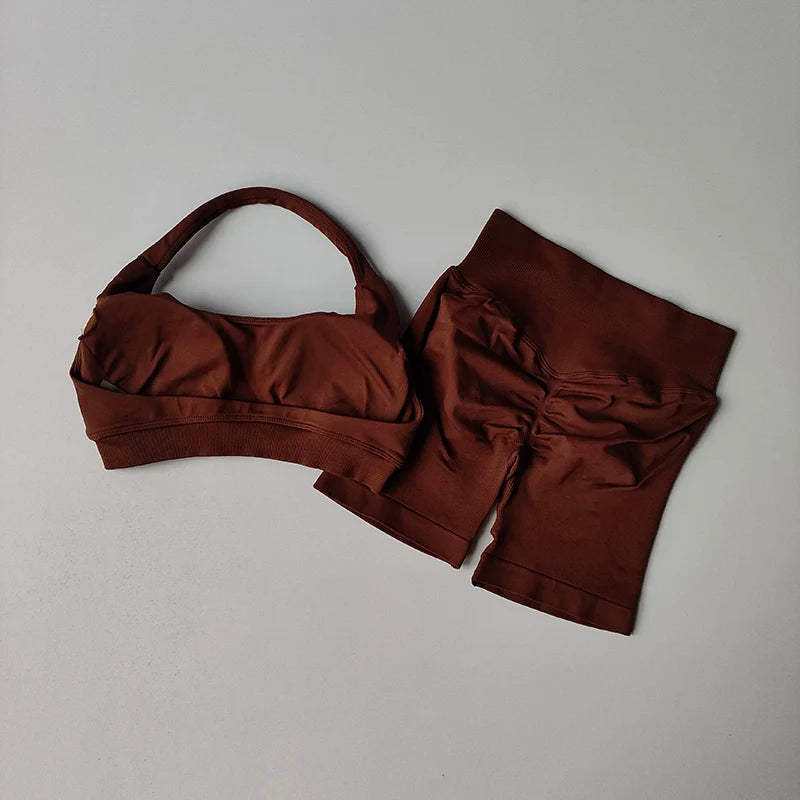High Waist Sports Bras+Shorts Fitness Set