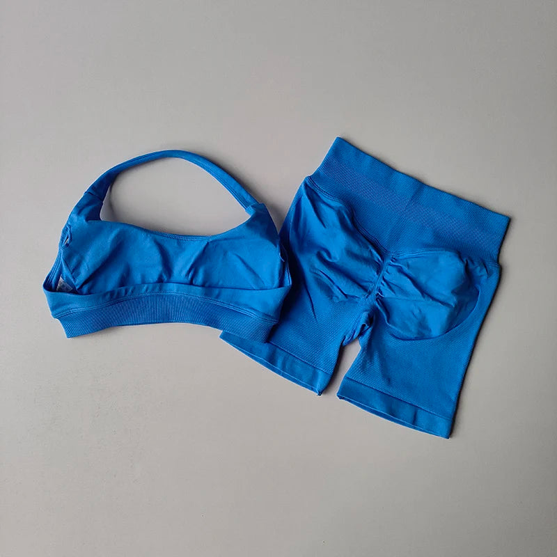 High Waist Sports Bras+Shorts Fitness Set