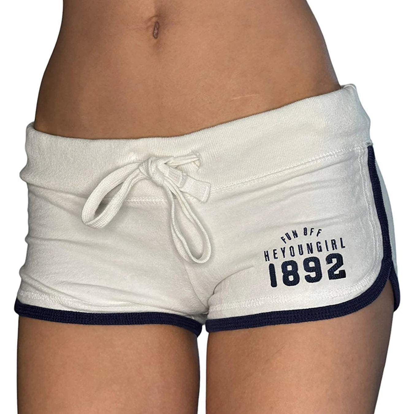 Summer new digital print contrasting sports Y2K slim fit pocket outdoor drawstring low waist shorts