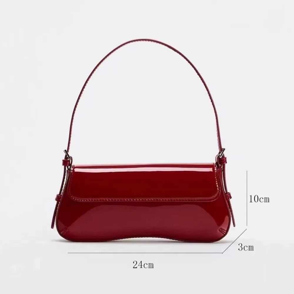 Fashionable Handbag Shoulder Bag Solid Color Adjustable Underarm Bag PU Leather Armpit Bag Ladies