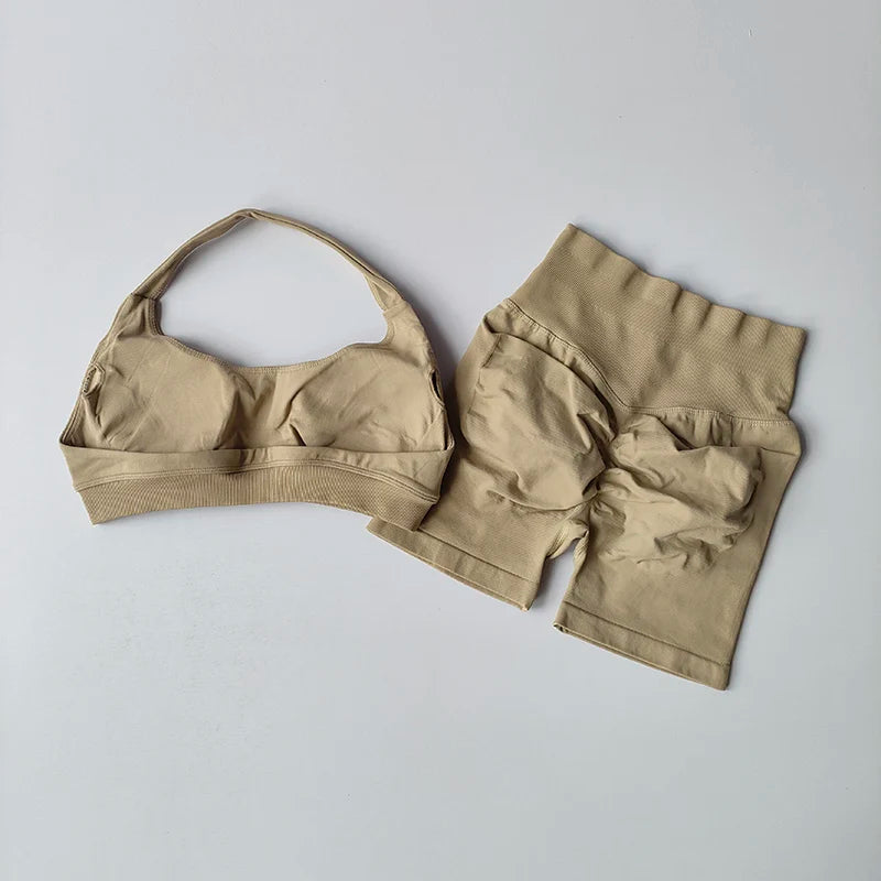 High Waist Sports Bras+Shorts Fitness Set