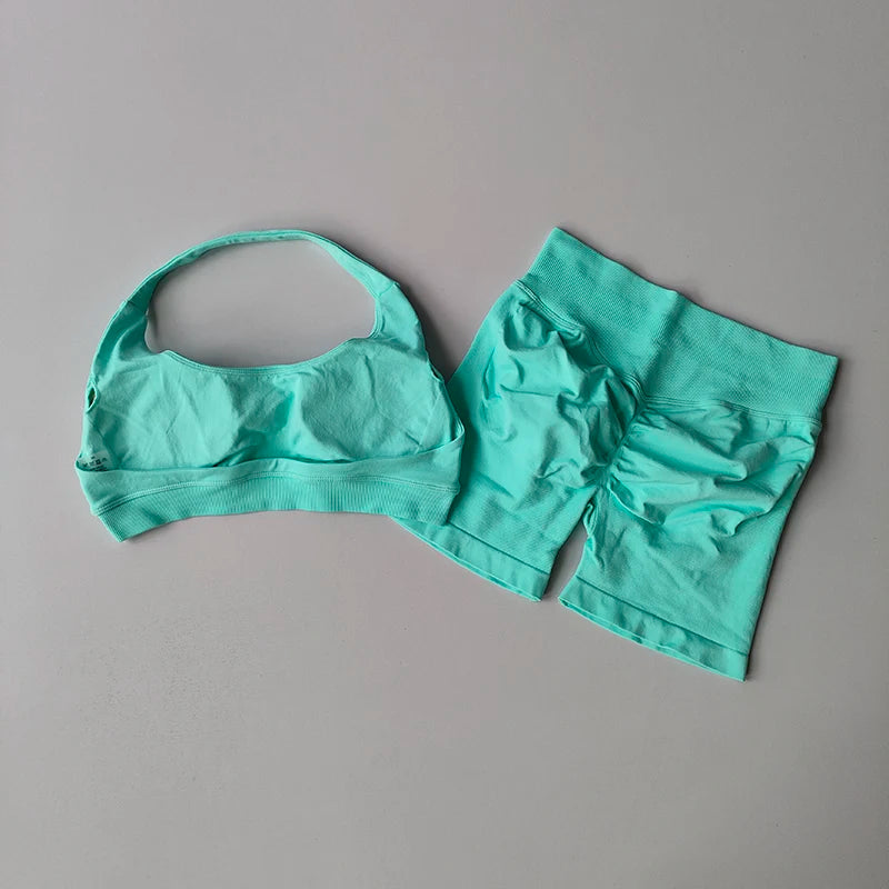 High Waist Sports Bras+Shorts Fitness Set
