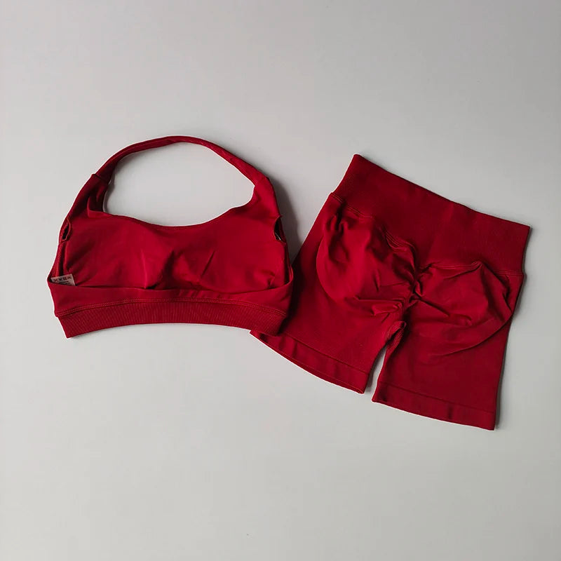 High Waist Sports Bras+Shorts Fitness Set