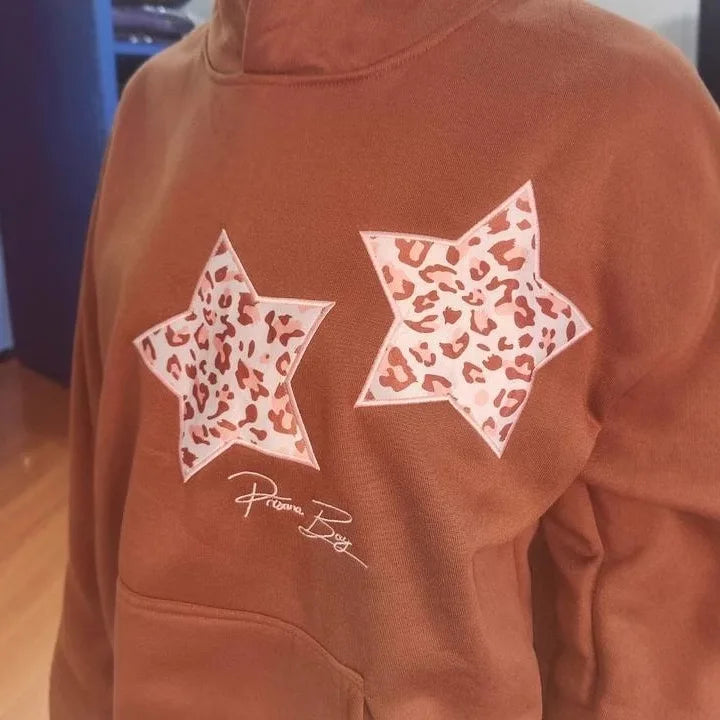 Casual Oversized Hoodie Jaet Star Embroidery Versatile Loose Fit Comfortable Women's Sweatirt Outerwear