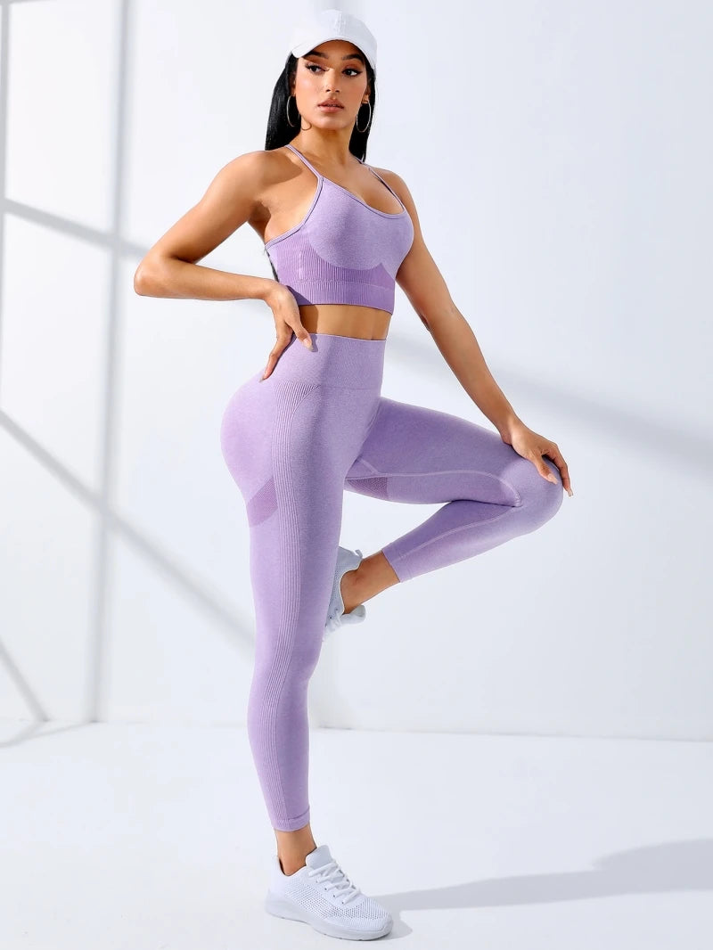 Women Yoga Set 2/Pcs Workout Outfits Leggings And Sports Bra