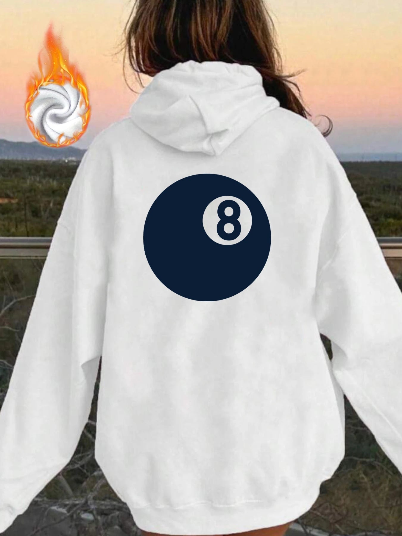 Deep Blue Letter Print Hooded Sweatshirt Women's Casual Long Sleeve Pullover Sweater Trendy Winter Fashion Tops