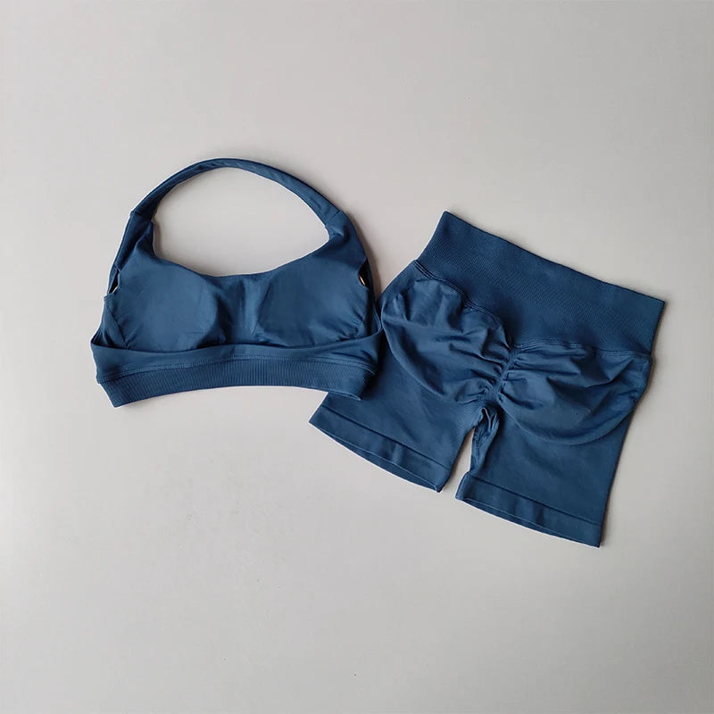 High Waist Sports Bras+Shorts Fitness Set