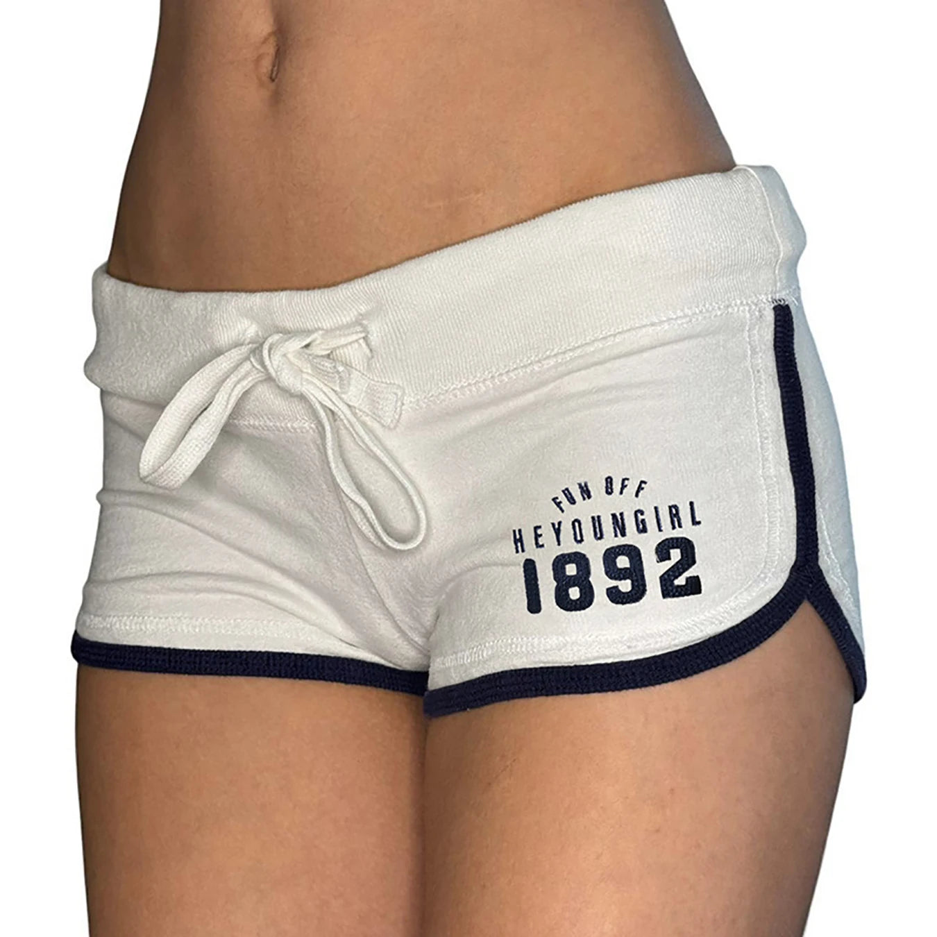 Summer new digital print contrasting sports Y2K slim fit pocket outdoor drawstring low waist shorts