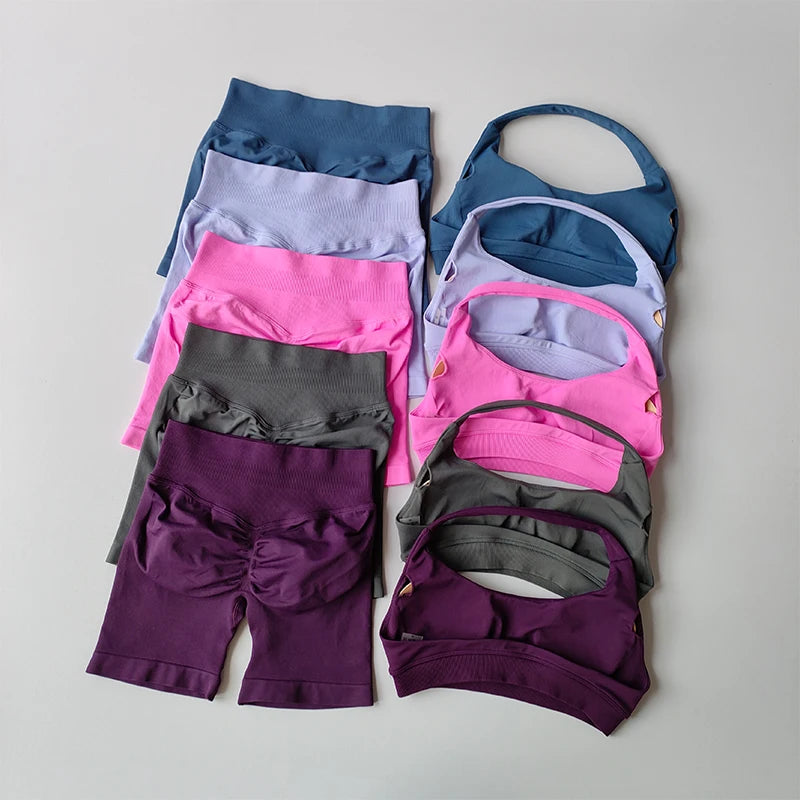 High Waist Sports Bras+Shorts Fitness Set