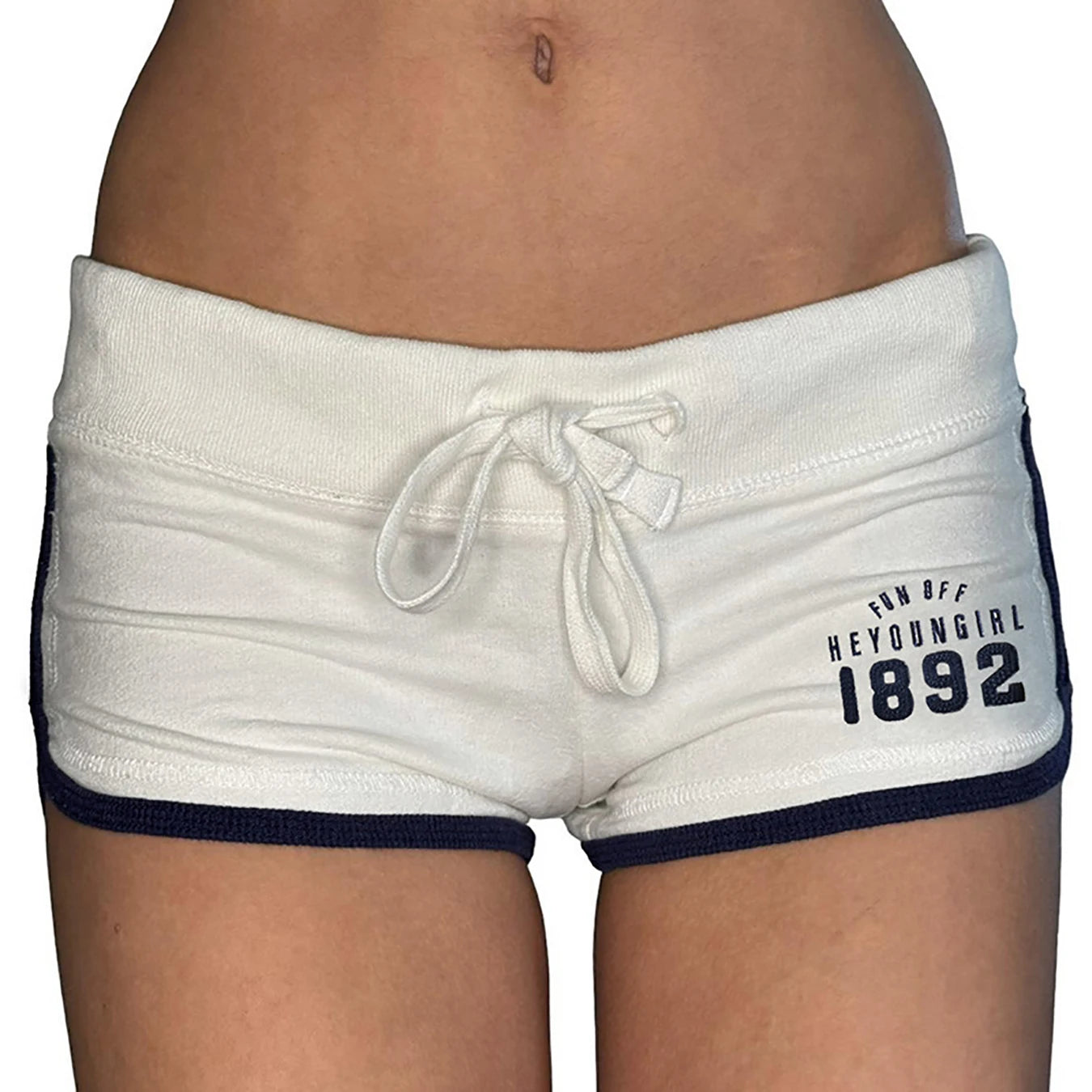 Summer new digital print contrasting sports Y2K slim fit pocket outdoor drawstring low waist shorts
