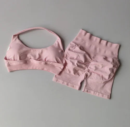 High Waist Sports Bras+Shorts Fitness Set