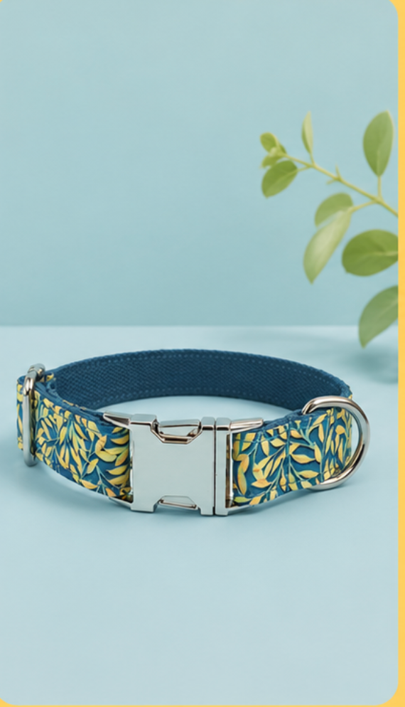 Leaf Print Dog Collar