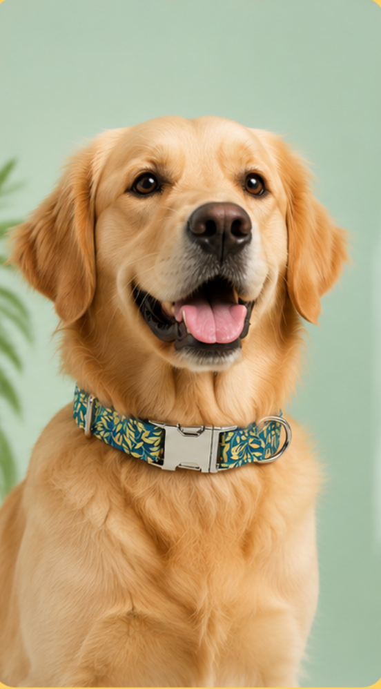 Leaf Print Dog Collar