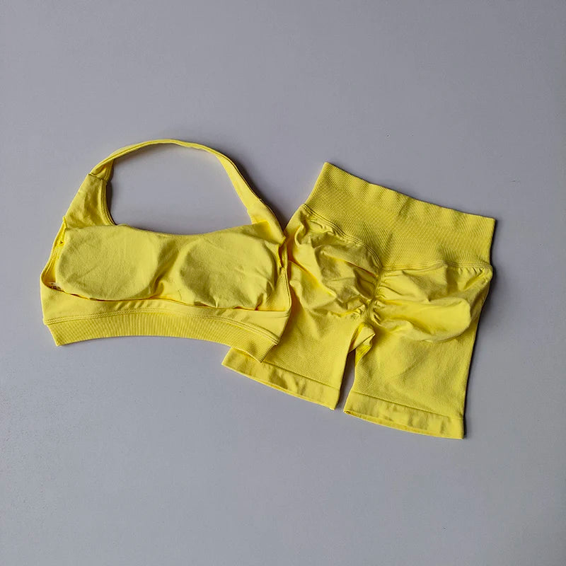 High Waist Sports Bras+Shorts Fitness Set