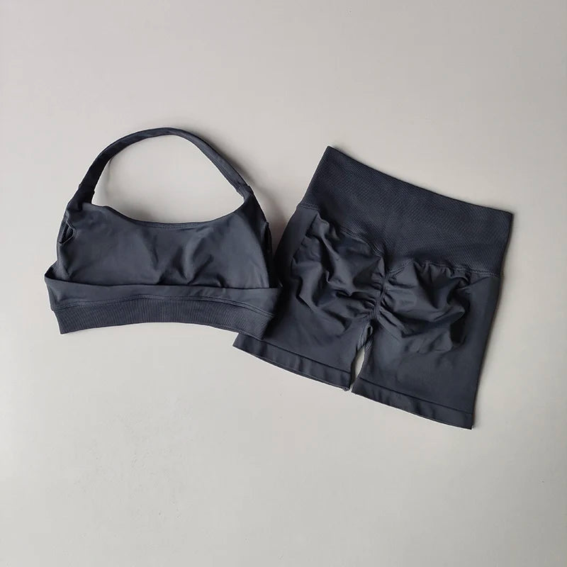 High Waist Sports Bras+Shorts Fitness Set