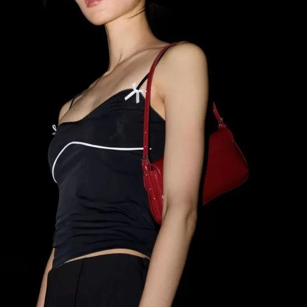 Fashionable Handbag Shoulder Bag Solid Color Adjustable Underarm Bag PU Leather Armpit Bag Ladies