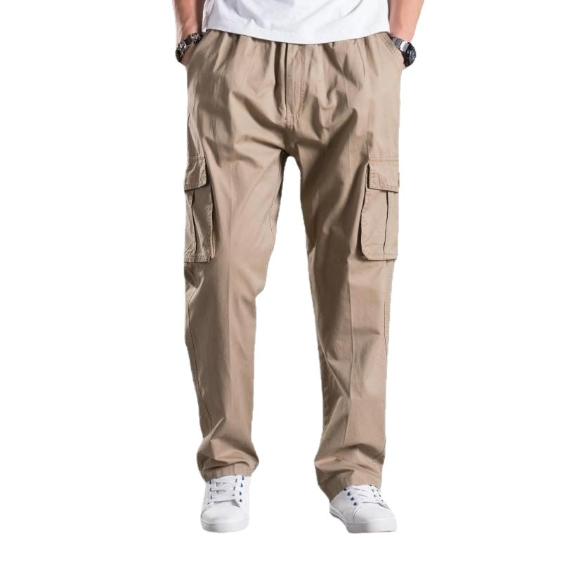 Men's Washed Casual Pants Multi-Pocket Work Trousers