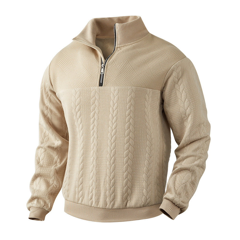 Men's Long-sleeved Warm Pullover Quarter-Zip Tops