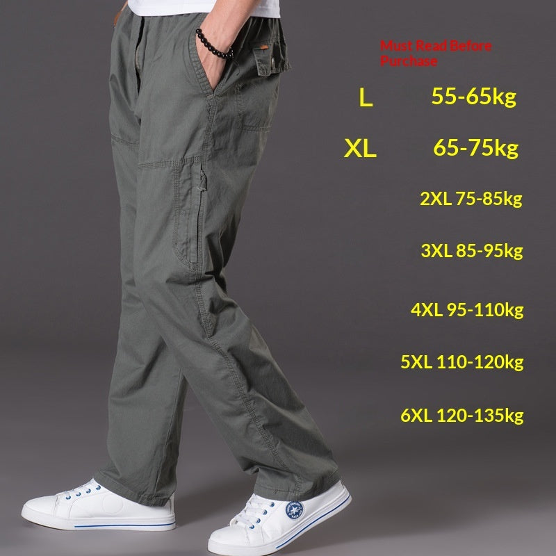 Men's Washed Casual Pants Multi-Pocket Work Trousers