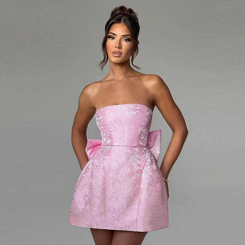 Women Dress With Big Bow Sleeveless