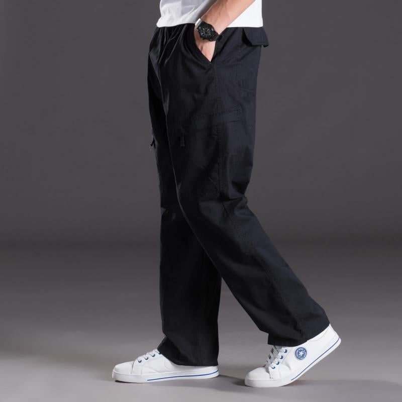 Men's Washed Casual Pants Multi-Pocket Work Trousers