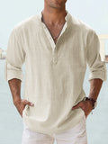 Casual Blouse Linen Long Sleeve Tee Men's Shirts