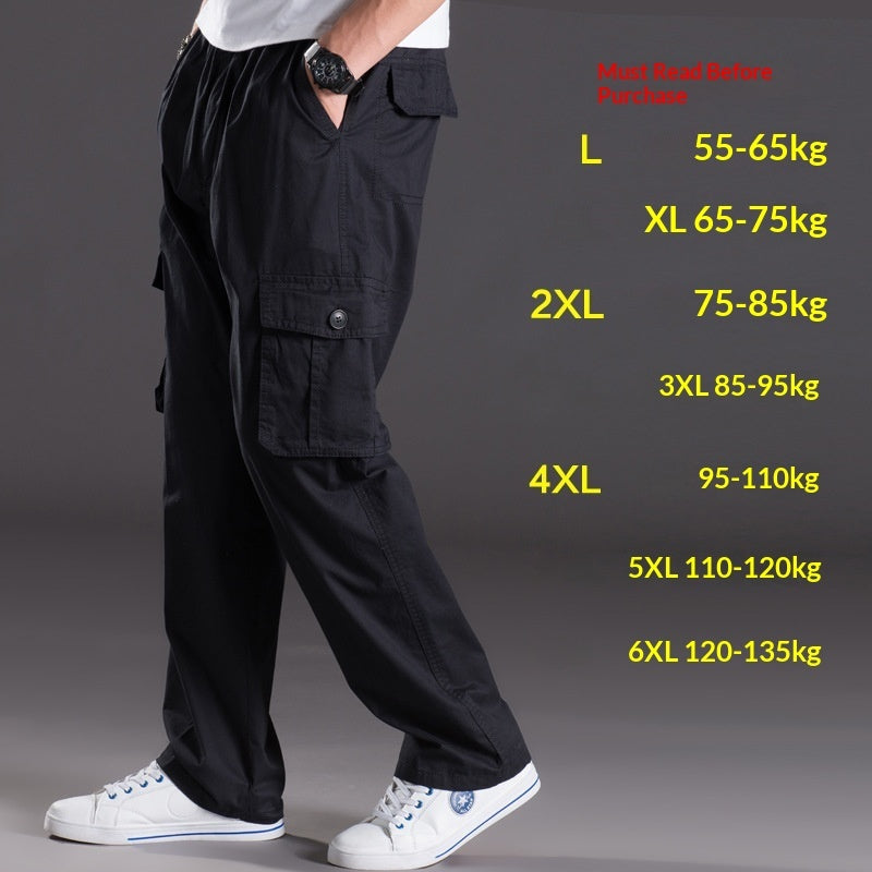Men's Washed Casual Pants Multi-Pocket Work Trousers