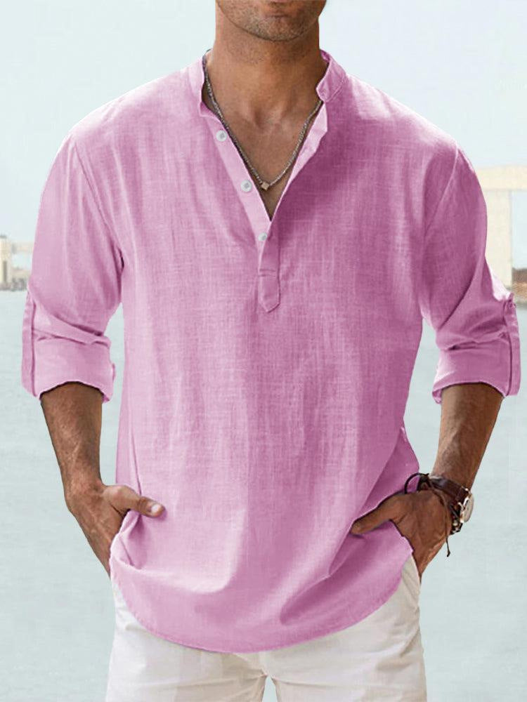 Casual Blouse Linen Long Sleeve Tee Men's Shirts